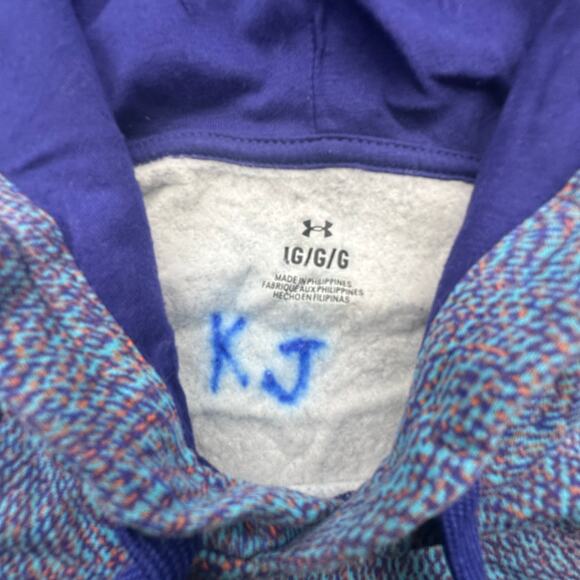 Under Armour Rival Fleece Printed Hoodie Sweatshirt Mens Large Purple Drawstring - Picture 2 of 11